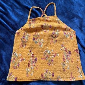 Burnt Orange smocked  Flower halter top